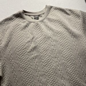 Saints Studio Men's Apparel Beige Embossed Cable Knit T- Shirt - Size:  2XL